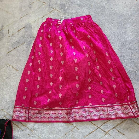 Girls 3-Piece Indian Lehenga Chohli Set Size 28 Pink & Black Embroidered Asmita - Picture 11 of 15